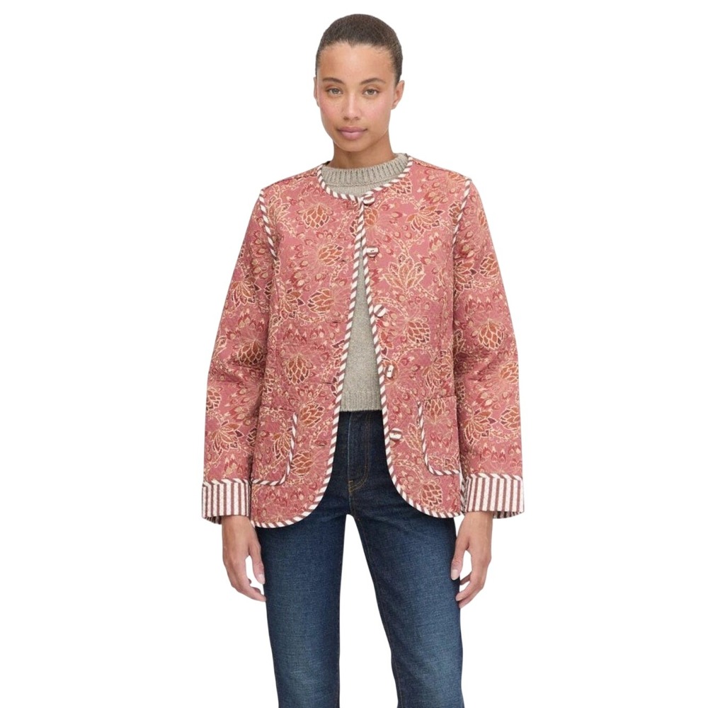 Hill House The Rowan Jacket in Autumnal Floral Quilted Reversible size Small
